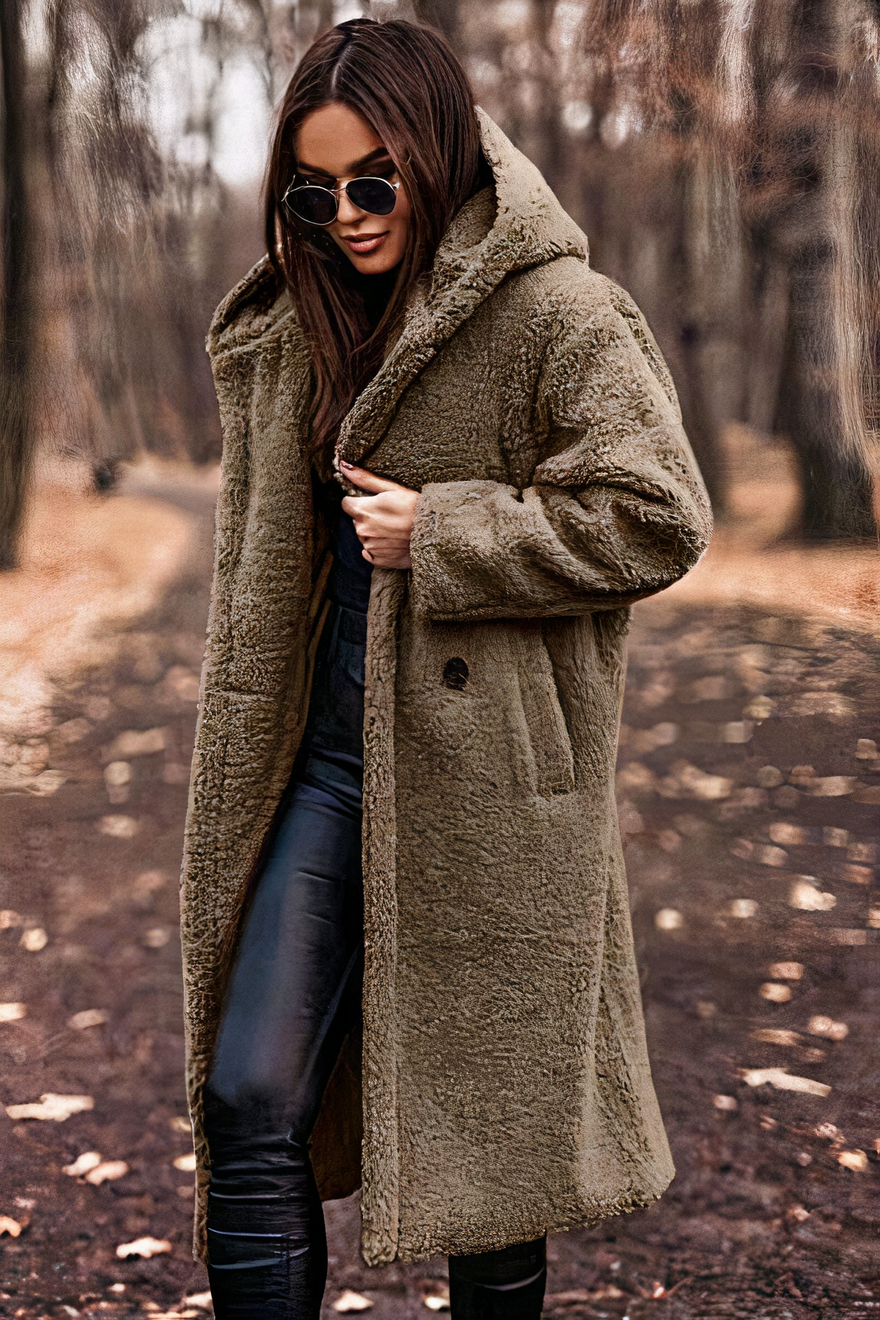  Damen bequemer Mantel mit Kapuze in modernem Design für den Alltag