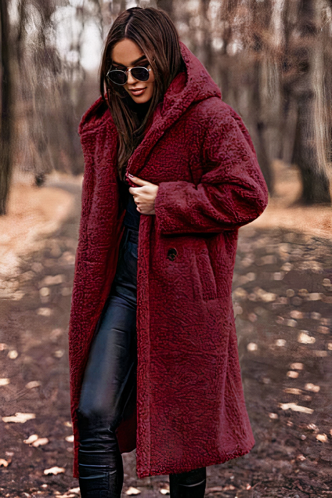  Damen bequemer Mantel mit Kapuze in modernem Design für den Alltag