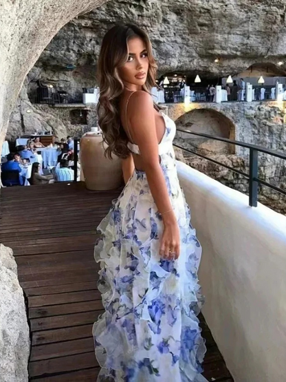 Damen Blumen Urlaub Sommerkleid mit luftiger Passform und fröhlichem Muster für warme Tage.