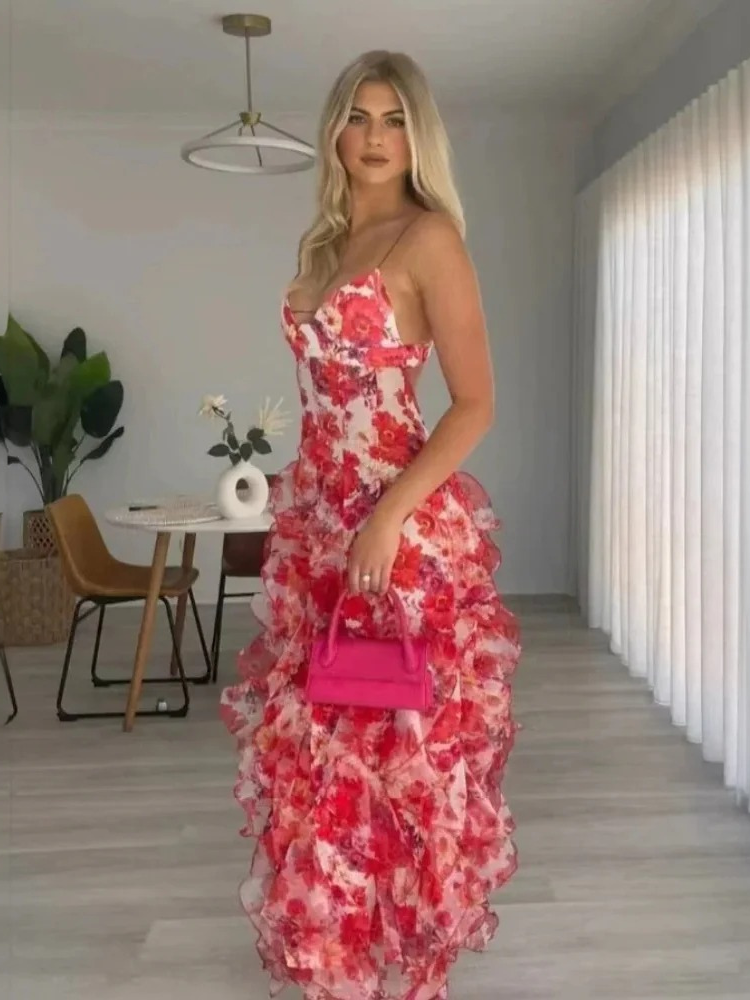 Damen Blumen Urlaub Sommerkleid mit luftiger Passform und fröhlichem Muster für warme Tage.
