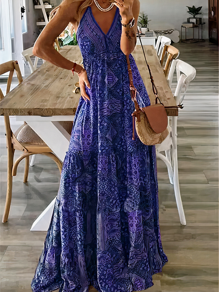 Damen Boho Sommerkleid Kleid in schwungvollem Schnitt mit verspielten Details, perfekt für warme Tage und Festivals.

