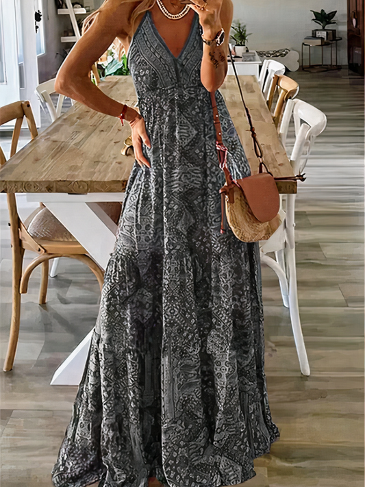 Damen Boho Sommerkleid Kleid in schwungvollem Schnitt mit verspielten Details, perfekt für warme Tage und Festivals.

