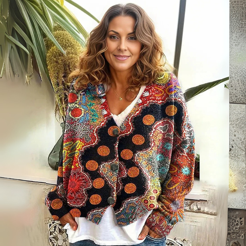 Damen bunter Boho-Cardigan mit farbenfrohem Design für lässige Outfits