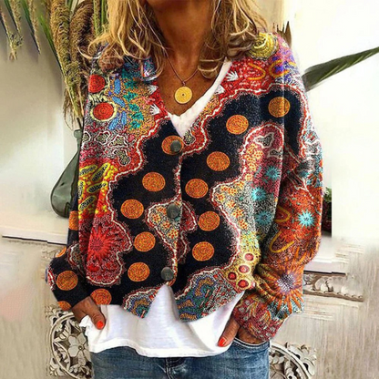 Damen bunter Boho-Cardigan mit farbenfrohem Design für lässige Outfits