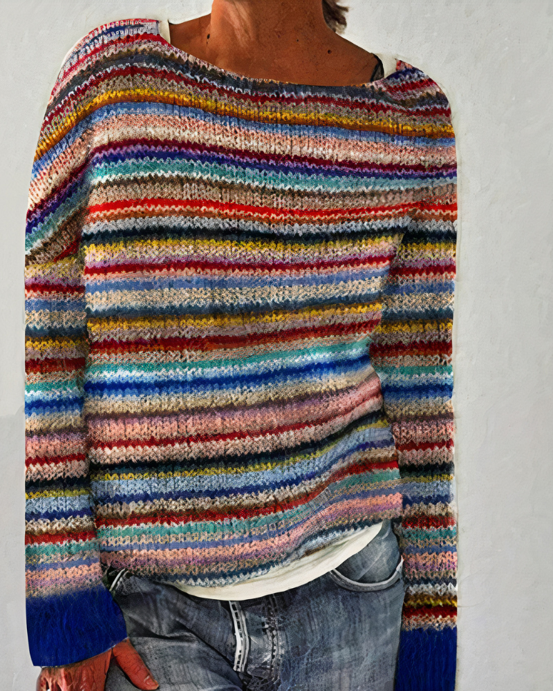 Damen bunter gemütlicher Pullover mit lebendigem Design und bequemem Schnitt