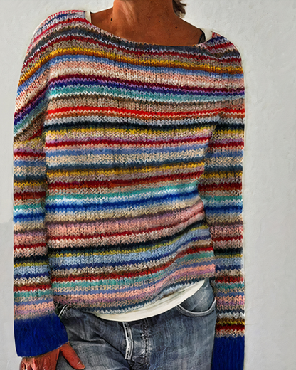 Damen bunter gemütlicher Pullover mit lebendigem Design und bequemem Schnitt