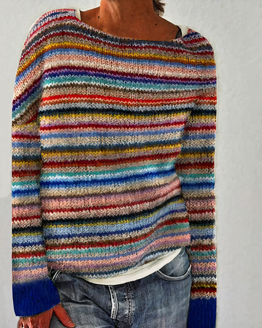 Damen bunter gemütlicher Pullover mit lebendigem Design und bequemem Schnitt