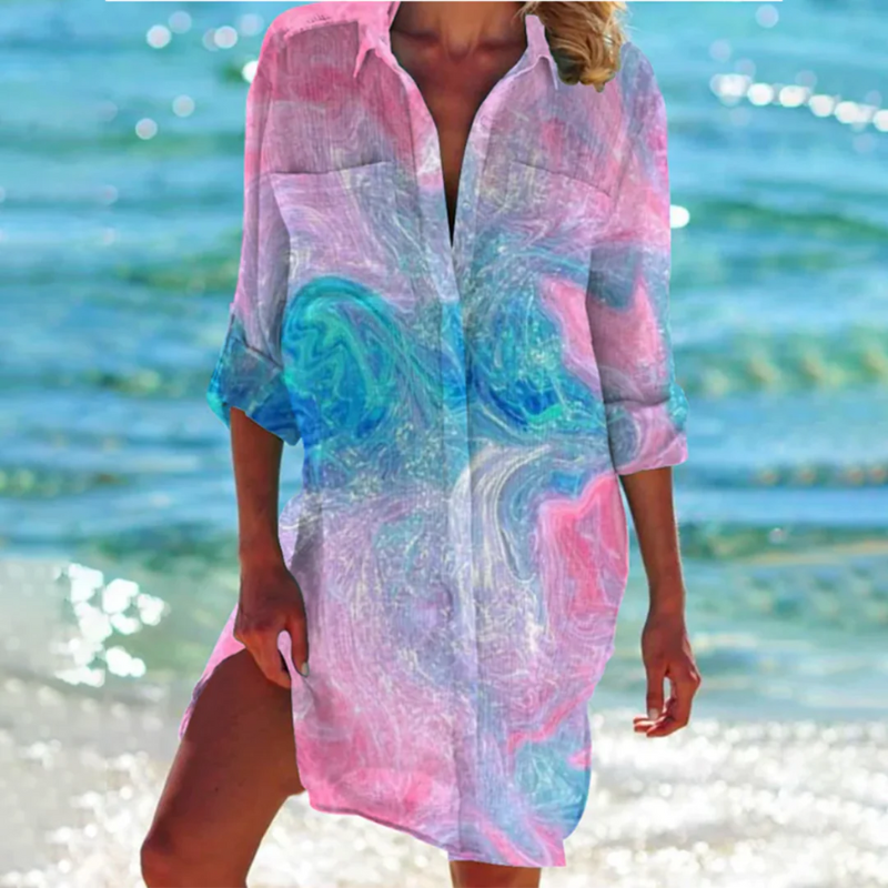  Damen buntes Batik-Sommerkleid in leuchtenden Farben für sonnige Tage