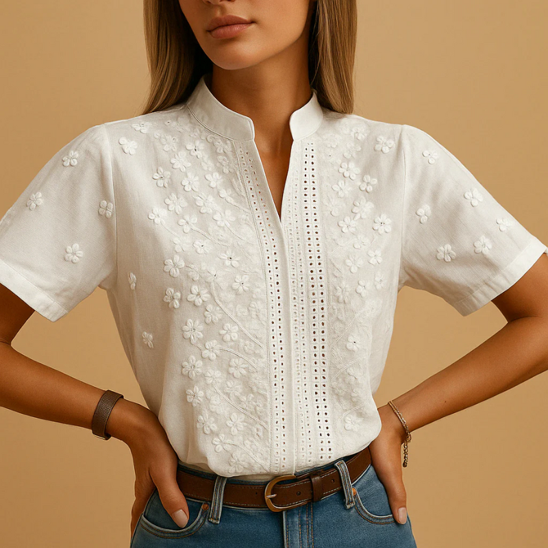 Damen elegante geblümte Bluse mit floralem Muster für stilvolle Alltags- und Büro-Outfits

