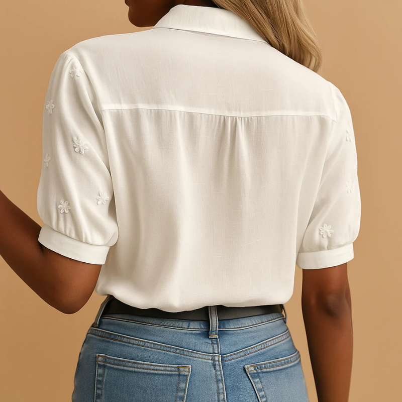 Damen elegante geblümte Bluse mit floralem Muster für stilvolle Alltags- und Büro-Outfits

