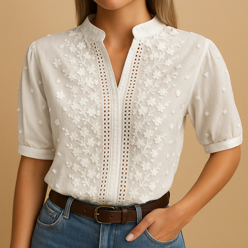 Damen elegante geblümte Bluse mit floralem Muster für stilvolle Alltags- und Büro-Outfits

