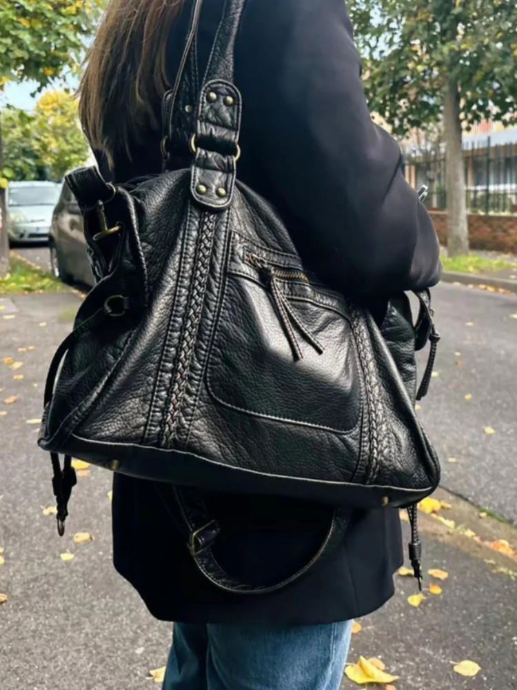 Damen elegante schwarze Umhängetasche – stilvolle Alltagstasche mit funktionalem Design.