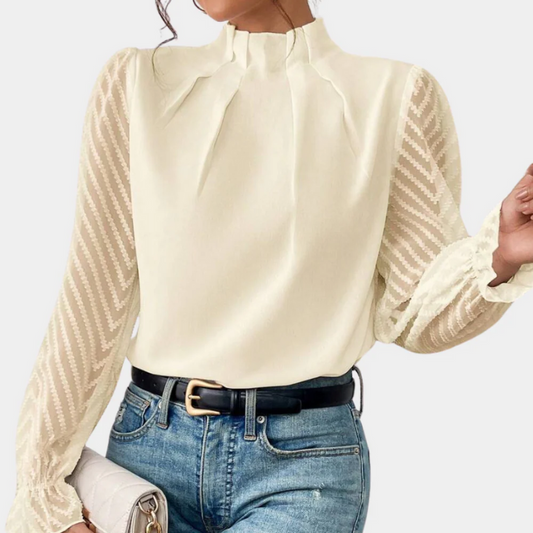  Damen elegante Vintage-Bluse mit klassischem Schnitt und stilvollen Details
