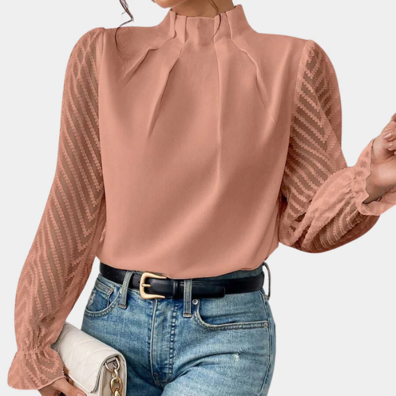  Damen elegante Vintage-Bluse mit klassischem Schnitt und stilvollen Details