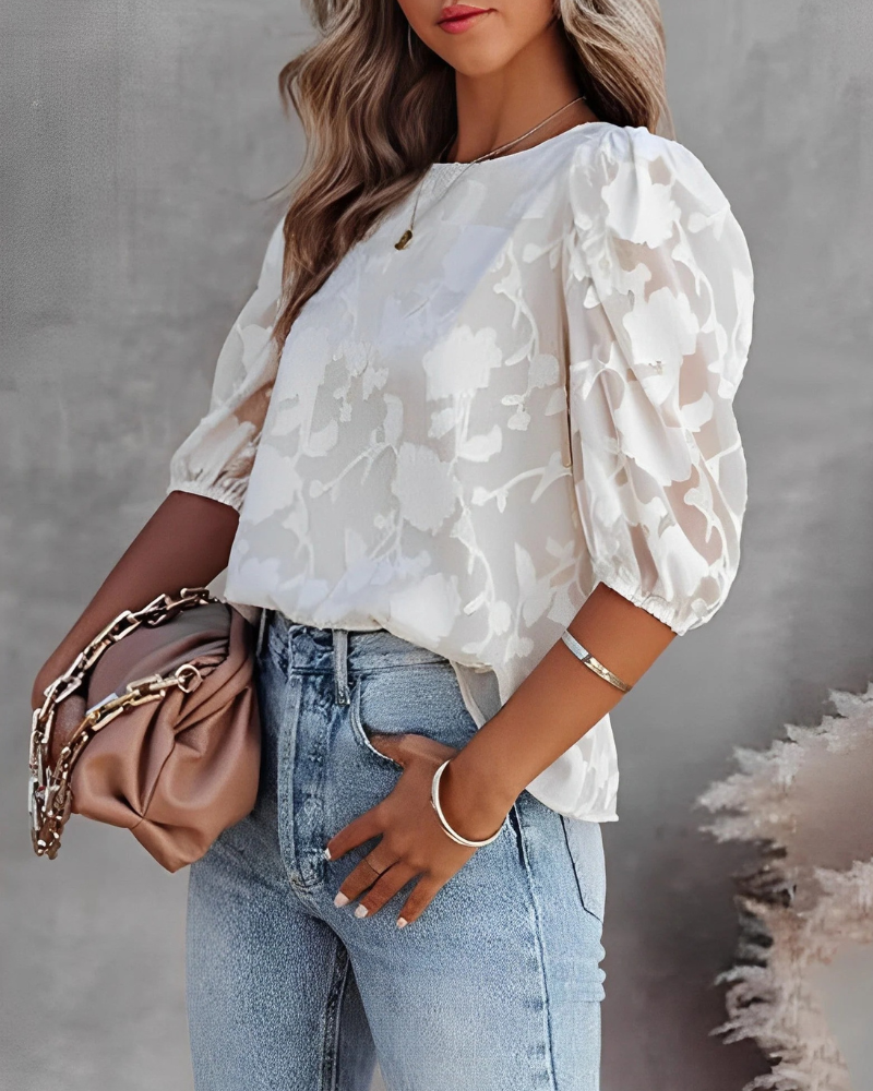 Damen elegante Vintage-Bluse mit klassischem Design, ideal für stilvolle Looks im Alltag oder zu besonderen Anlässen.