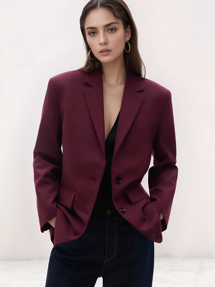 Damen eleganter bordeauxroter Blazer in stilvollem Design