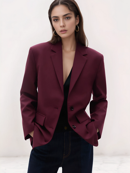 Damen eleganter bordeauxroter Blazer in stilvollem Design