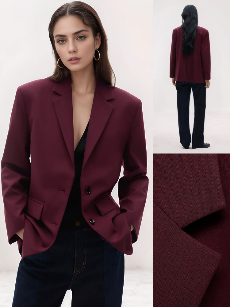 Damen eleganter bordeauxroter Blazer | übergroß