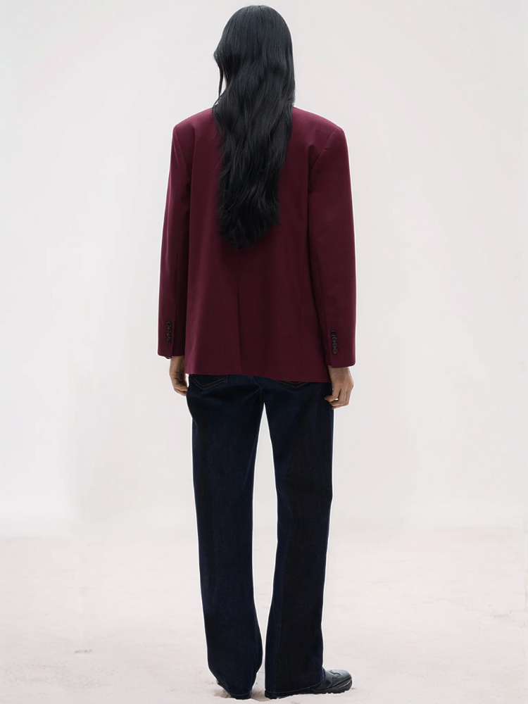 Damen eleganter bordeauxroter Blazer in stilvollem Design