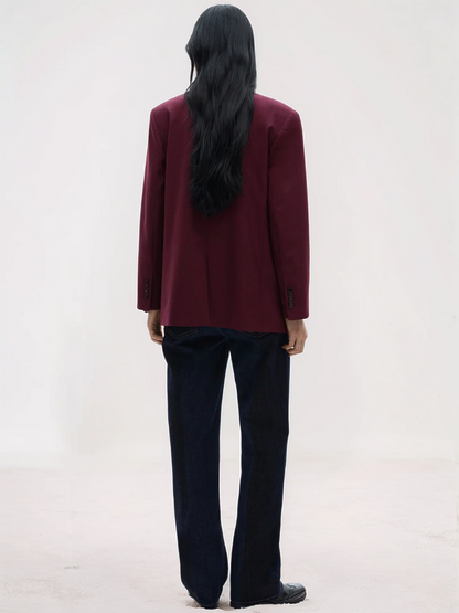 Damen eleganter bordeauxroter Blazer in stilvollem Design