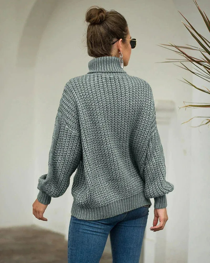 Damen eleganter grober Zopfstrickpullover mit zeitlosem Design