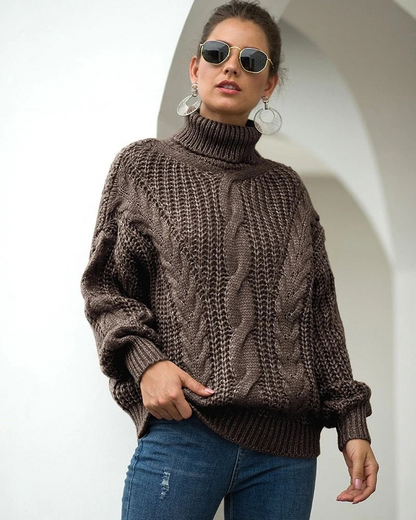 Damen eleganter grober Zopfstrickpullover mit zeitlosem Design