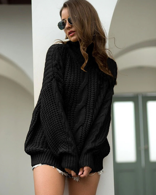 Damen eleganter grober Zopfstrickpullover mit zeitlosem Design