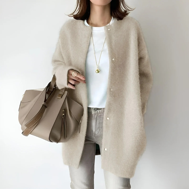 Damen eleganter Herbst-Cardigan im Strickdesign für stilvolle Übergangslooks