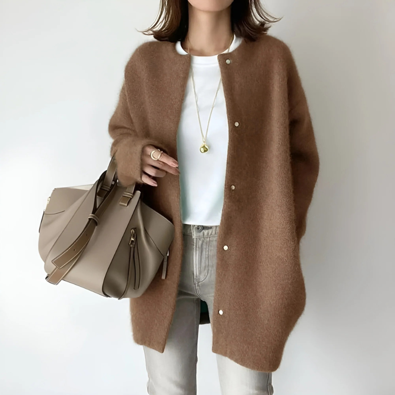 Damen eleganter Herbst-Cardigan im Strickdesign für stilvolle Übergangslooks