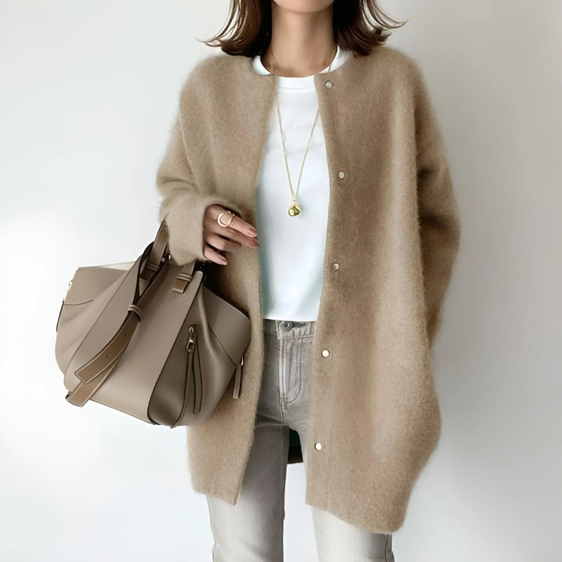 Damen eleganter Herbst-Cardigan im Strickdesign für stilvolle Übergangslooks