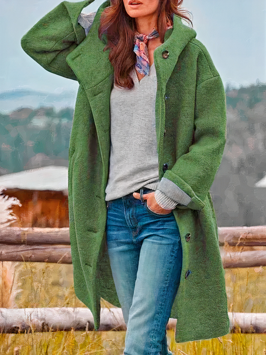Damen eleganter Mantel mit Kapuze, ideal für kühle Tage und vielseitige Outfits