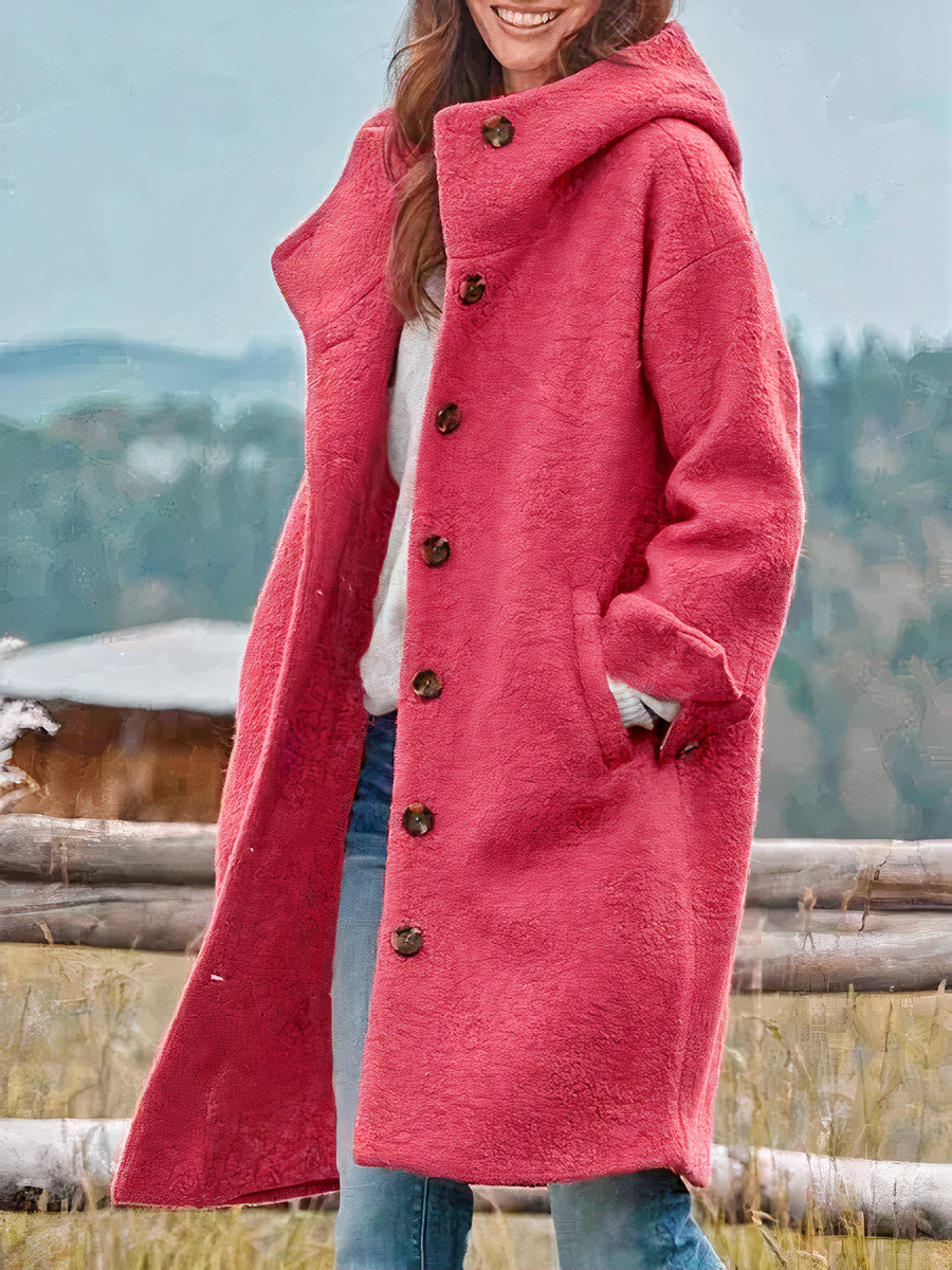Damen eleganter Mantel mit Kapuze, ideal für kühle Tage und vielseitige Outfits