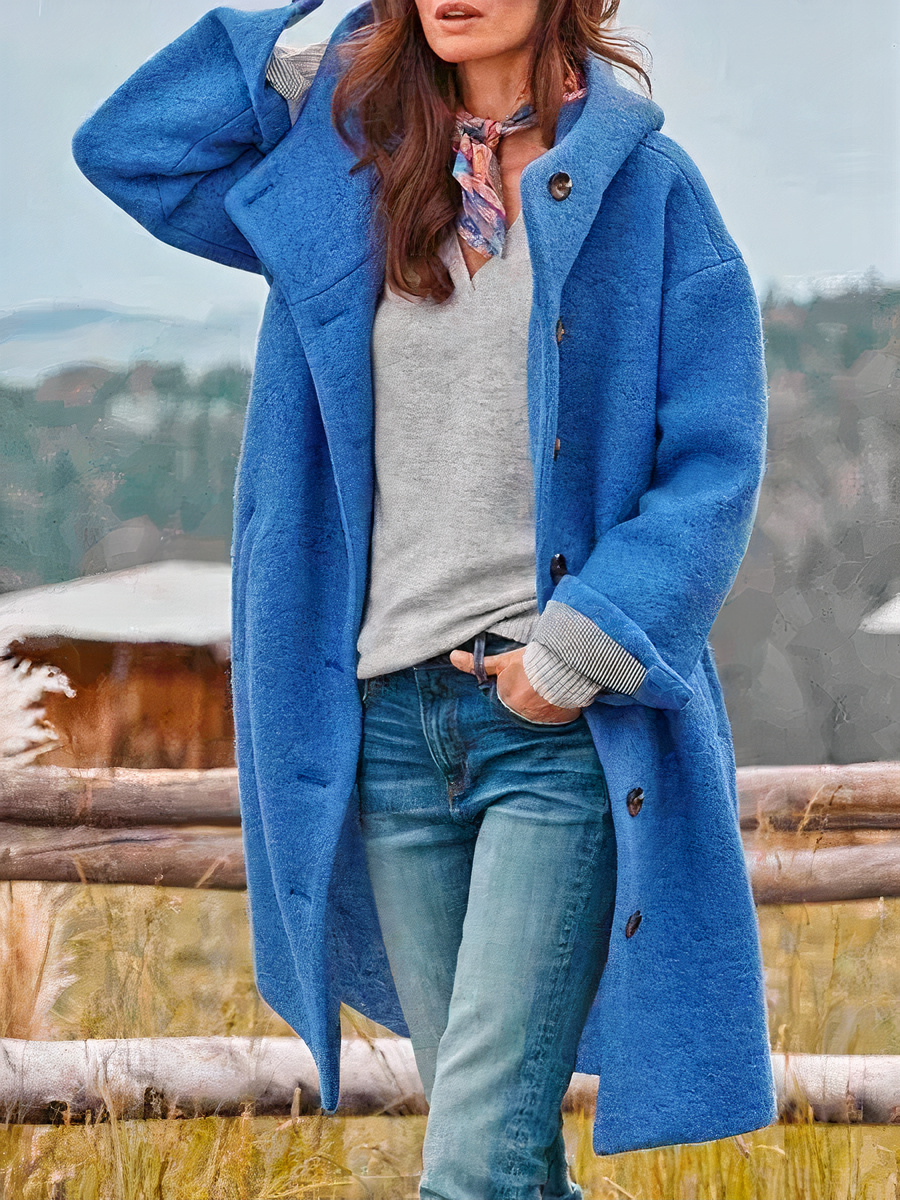 Damen eleganter Mantel mit Kapuze, ideal für kühle Tage und vielseitige Outfits