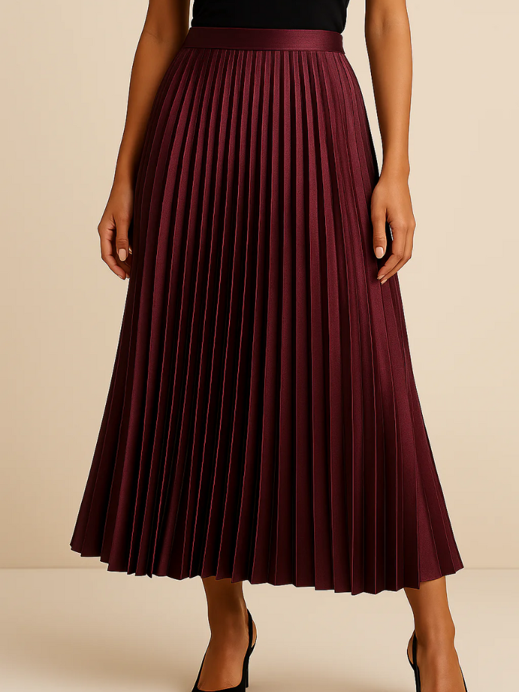 Damen eleganter Midirock mit hoher Taille – stilvoller Rock für Alltag und besondere Momente.