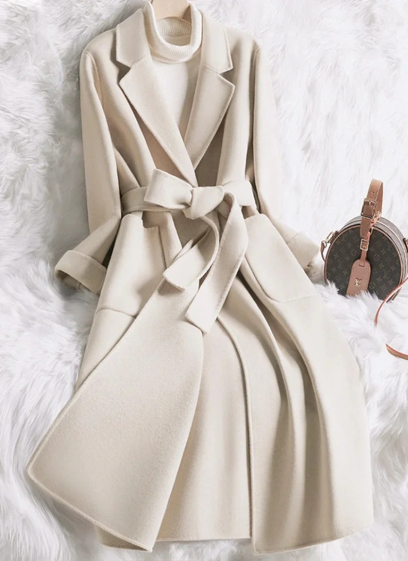 Damen eleganter Wickelmantel mit stilvollem Wickelschnitt für moderne Outfits