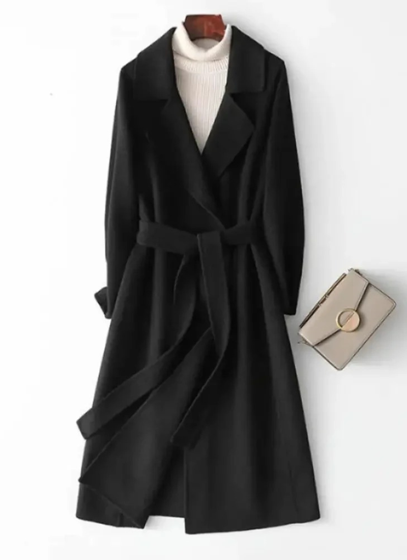 Damen eleganter Wickelmantel mit stilvollem Wickelschnitt für moderne Outfits
