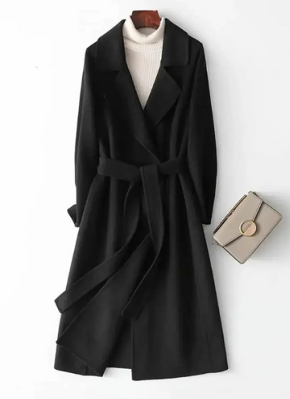 Damen eleganter Wickelmantel mit stilvollem Wickelschnitt für moderne Outfits
