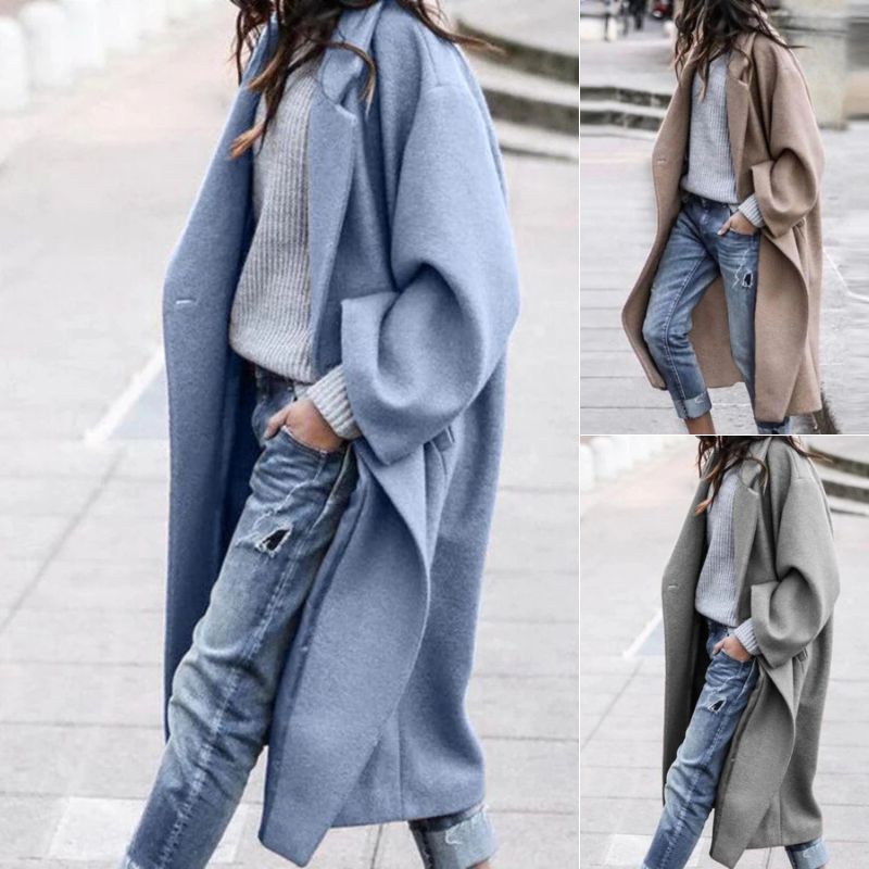 Damen eleganter Wintermantel mit klassischem Schnitt, stilvoll und warm für kalte Tage.