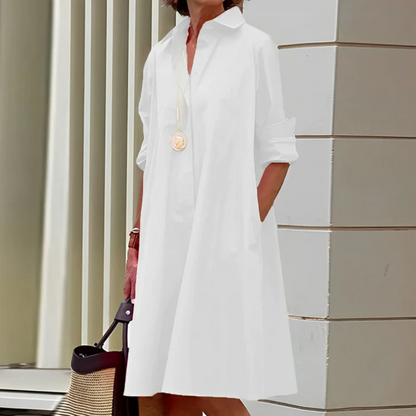 Damen elegantes Hemdkleid mit langen Ärmeln – stilvolles Kleid für Alltag und besondere Anlässe.