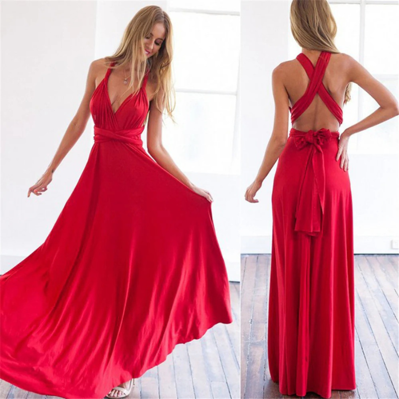 Damen elegantes langes Kleid für Hochzeitsgäste in stilvollem Design