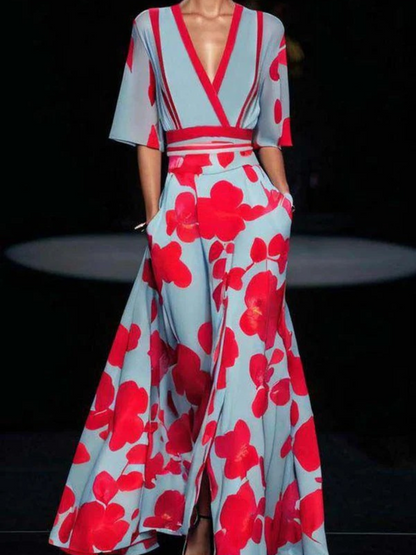 Damen elegantes langes Kleid mit Taschen – vielseitiges Maxikleid für Alltag und besondere Anlässe