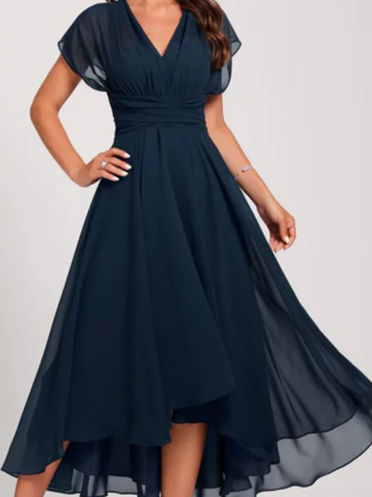Damen elegantes luftiges Cocktailkleid in Midi-Länge für festliche Anlässe