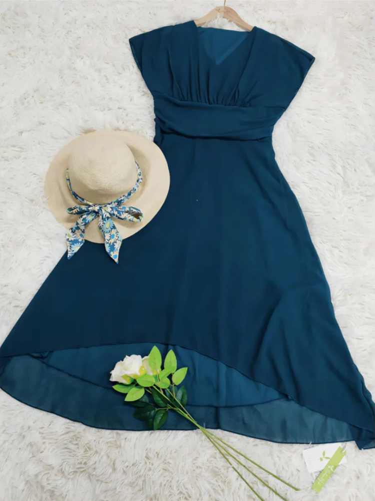 Damen elegantes luftiges Cocktailkleid in Midi-Länge für festliche Anlässe
