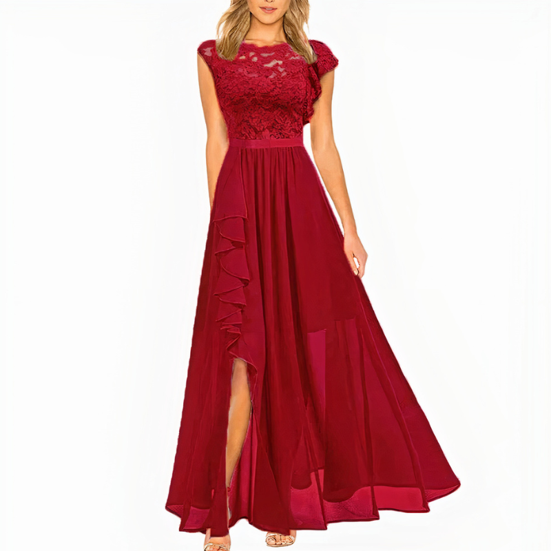 Damen elegantes Spitzen-Party-Kleid mit figurbetontem Schnitt für festliche Anlässe