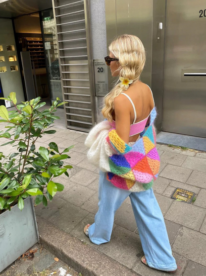 Damen farbenfrohe elegante Strickjacke in modernem Design