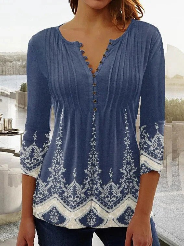 Damen geblümte Langarmbluse mit floralem Muster für vielseitige Outfits