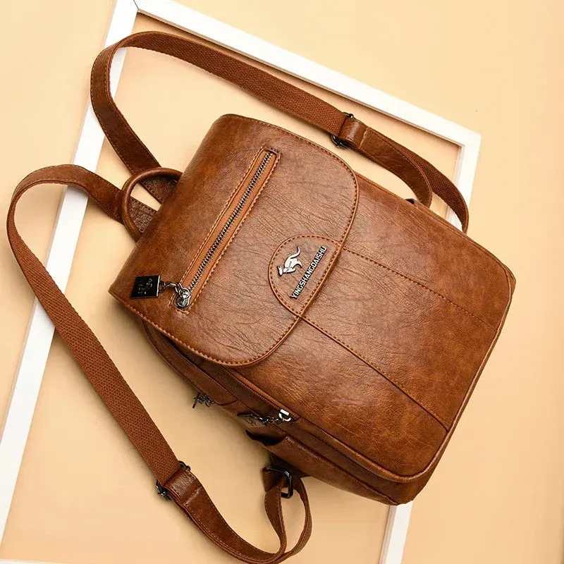  Damen geräumiger Rucksack mit moderner Optik und praktischen Fächern für Alltag und Reisen.