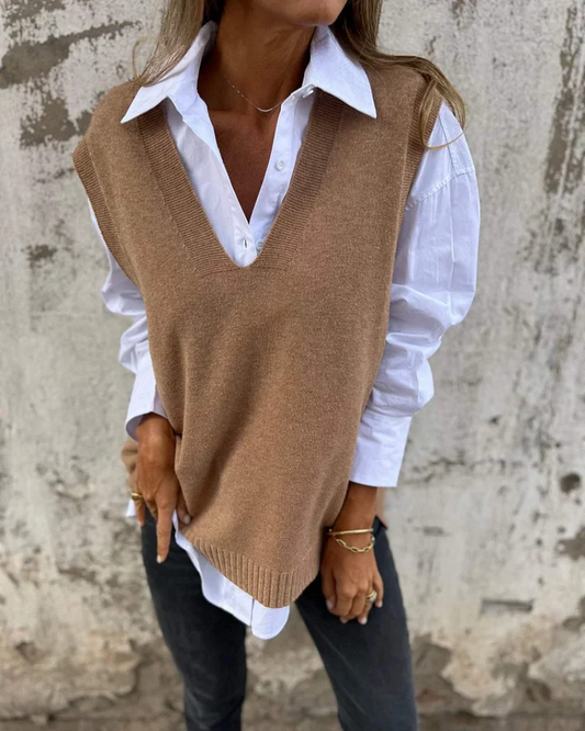 Damen gestrickte Herbstweste in zeitlosem Design für die Übergangszeit