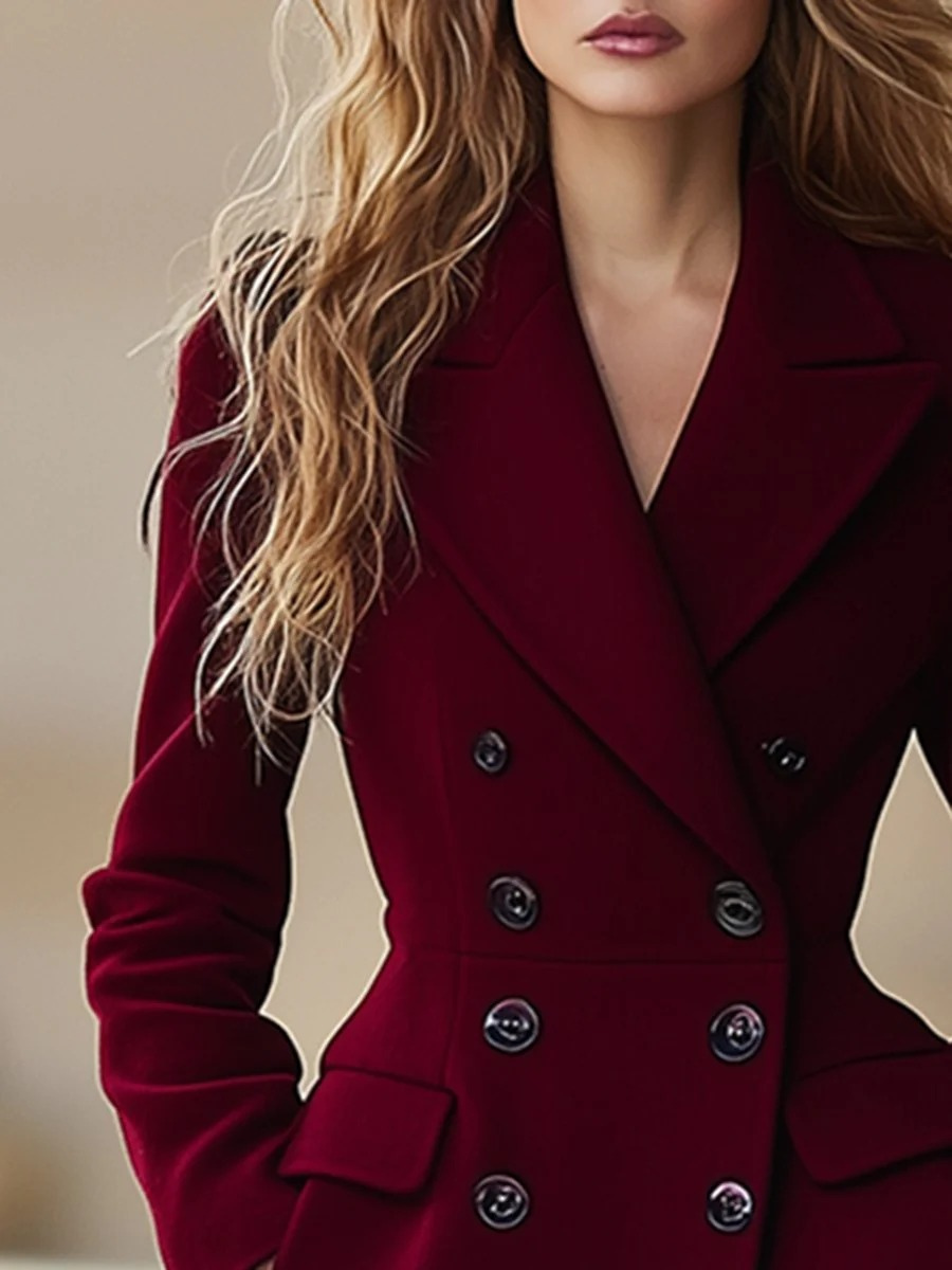 Damen Haute Couture Doppelreihiger Trenchcoat für stilvolle Auftritte bei jeder Gelegenheit