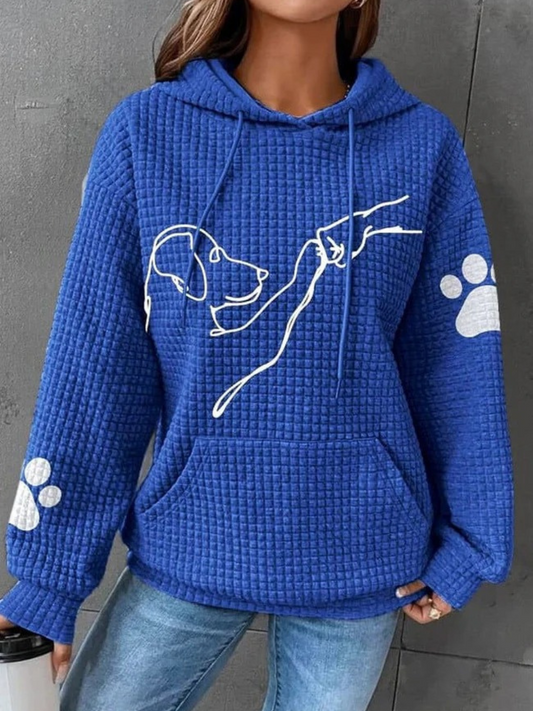 Damen Hoodie mit fröhlichem Hunde-Print, perfekt für Freizeit und Zuhause